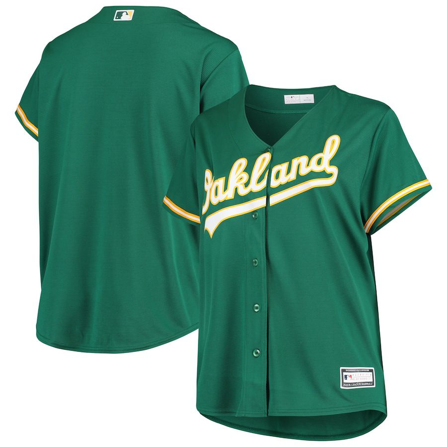 Womens Oakland Athletics Green Plus Size Alternate Replica Team MLB Jerseys->women mlb jersey->Women Jersey